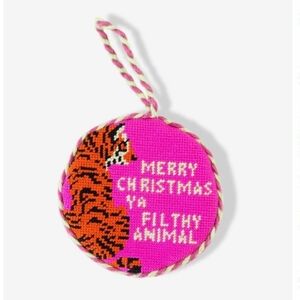Merry Christmas Ya Filthy Animal Needlepoint Christmas Tree Ornament NWT